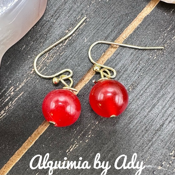 Alquimia Red and Gold Earrings untreated ruby - Picture 1 of 1